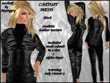 catsuit mesh leather realistic black