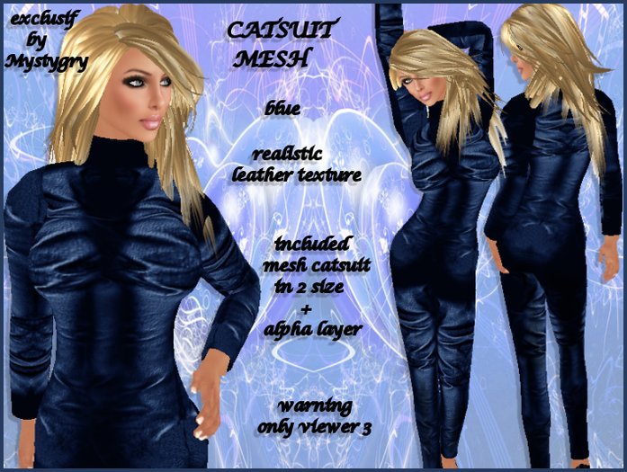 catsuit mesh leather realistic blue