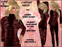 catsuit mesh leather realistic red