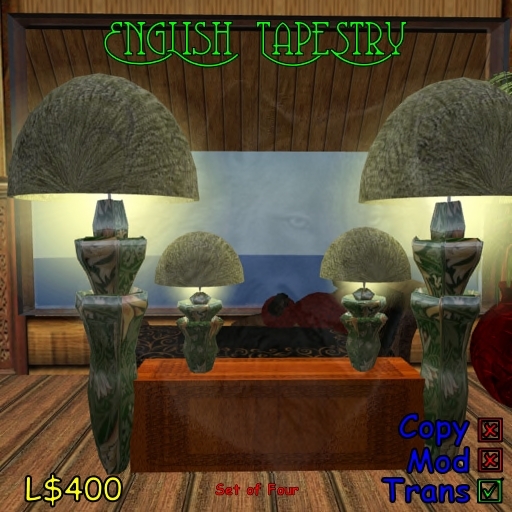 Table & Floor Lamp Set - English Tapestry