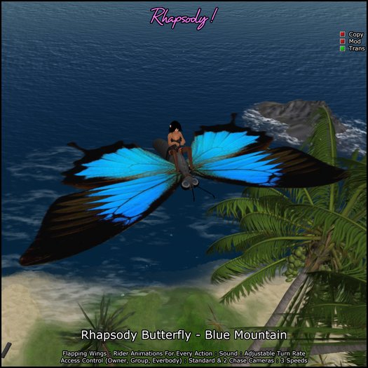 Rhapsody Butterfly (Blue Mountain) - Ridable Butterfly