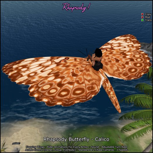 Rhapsody Butterfly (Calico) - Ridable Butterfly