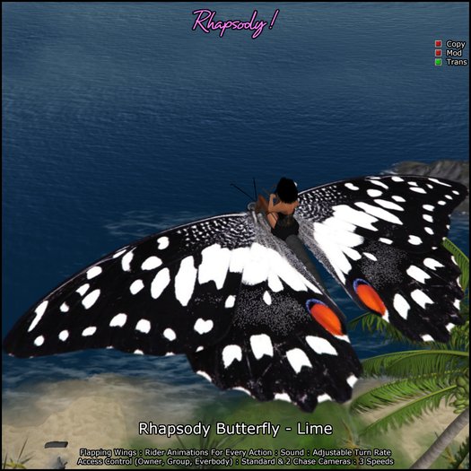 Rhapsody Butterfly (Lime) - Ridable Butterfly