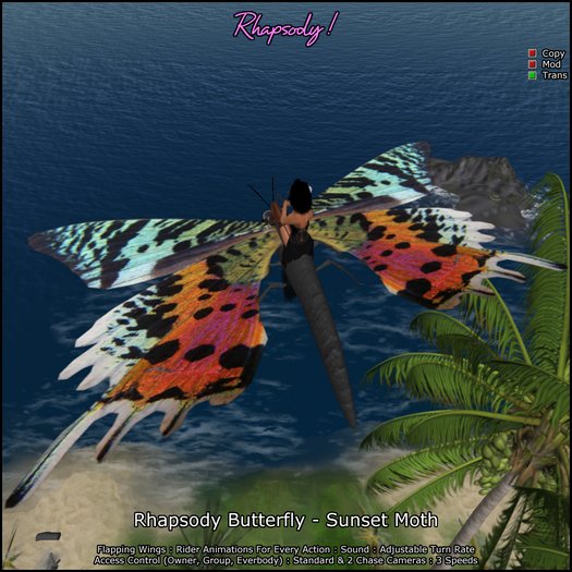 Rhapsody Butterfly (Sunset Moth) - Ridable Butterfly