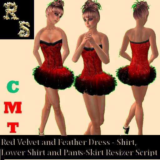 Red Velvet and Feather Mini-Dress