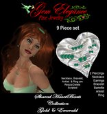 Gem Elegance Gold Shared HeartBeats Emerald 9 Piece Necklace Set