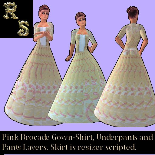 Pink and Gold Brocade Gown