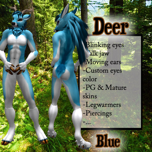 Sculpted Furry Deer - Blue