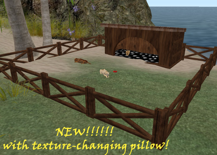 Dog house with pen in wood