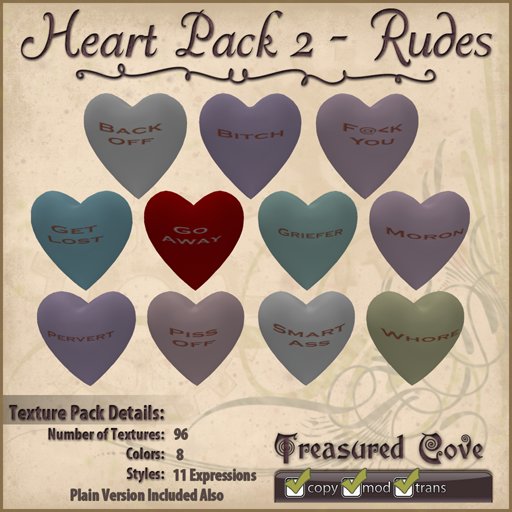 -TC- Heart Pack 2 - Rudes Clearance Priced