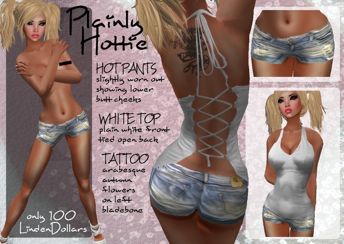Plainly "Hottie" - Hot Pants & Back Free Tie Top Outfit