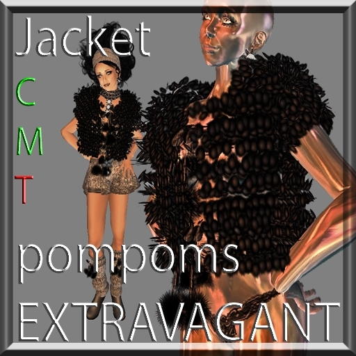 EXTRAVAGANT pompom fur jacket black