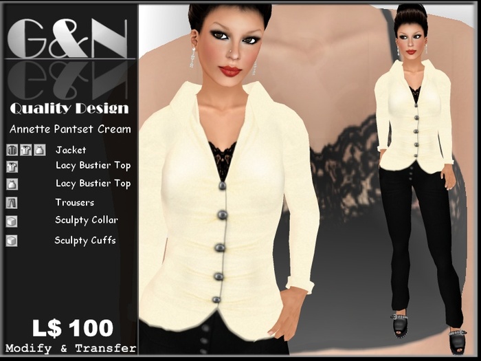 G&N Quality Design Annette Pantsuit Cream (Copy Version)