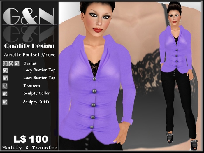 G&N Quality Design Annette Pantsuit Mauve (Copy Version)