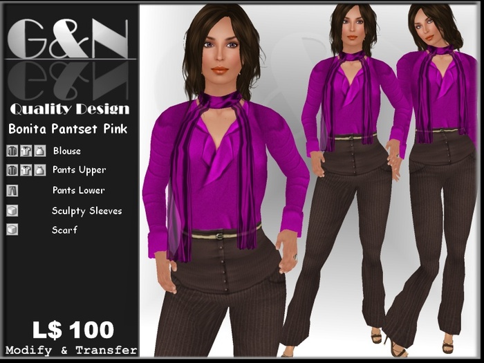 G&N Quality Design Bonita Pantset Pink (Copy Version)