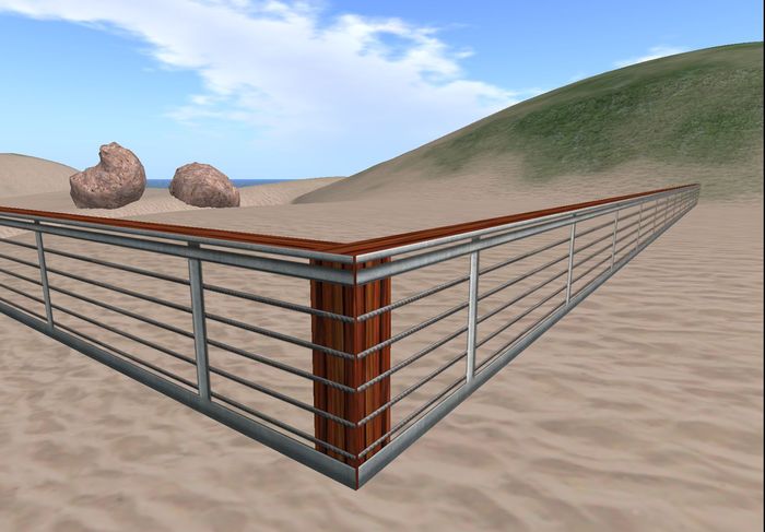 Second Life Marketplace - Wood / Metal railing set, 32 + 64 meters long ...