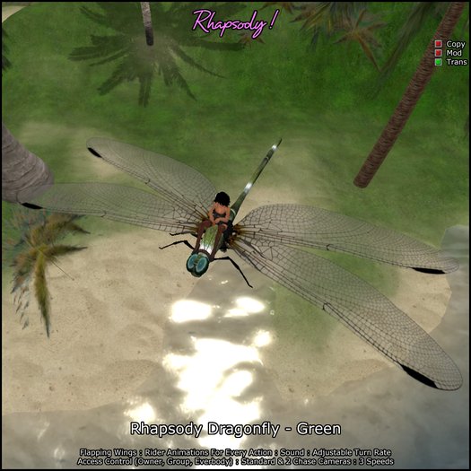 Rhapsody Dragonfly (Green) Rideable Dragonfly