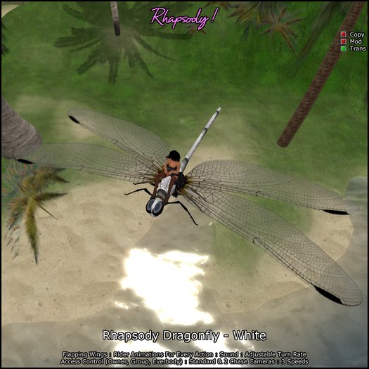 Rhapsody Dragonfly (White) Rideable Dragonfly