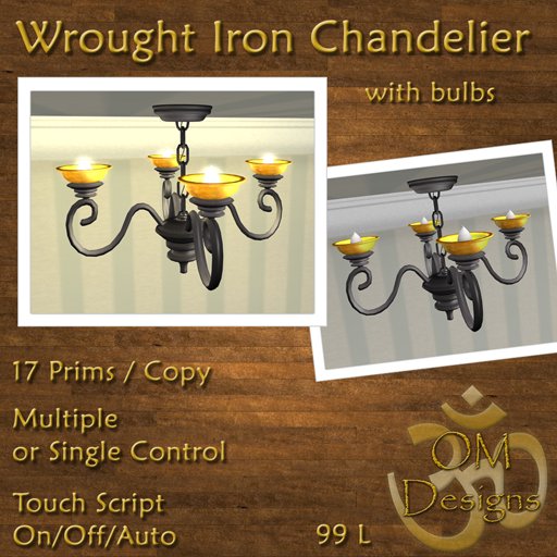 Wrought Iron Chandelier with Electric Bulbs ~ OM Designs