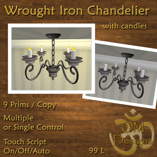 Wrought Iron Chandelier with candles ~ OM Designs