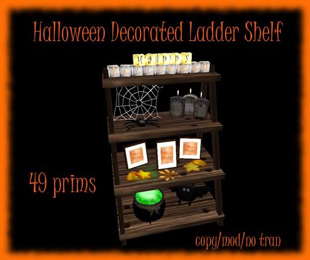Halloween Decorated Ladder Shelf