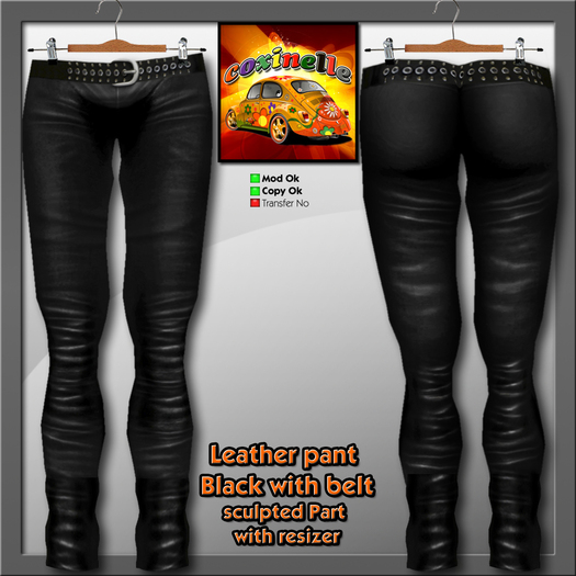 Coxi - Leather Pants black with belt