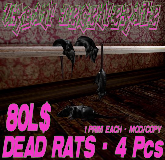 SET OF 4 DEAD RATS