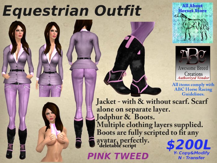 Horse Riding / Equestrian Outfit : Pink Tweed