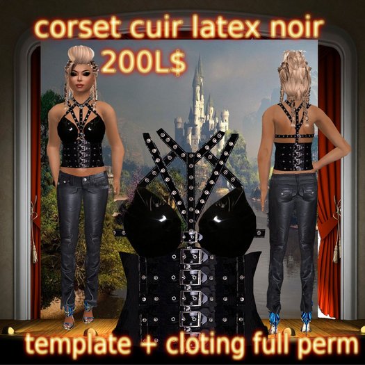 corset cuir latex noir