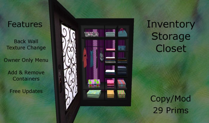 Inventory Storage Closet M29 prims Boxed