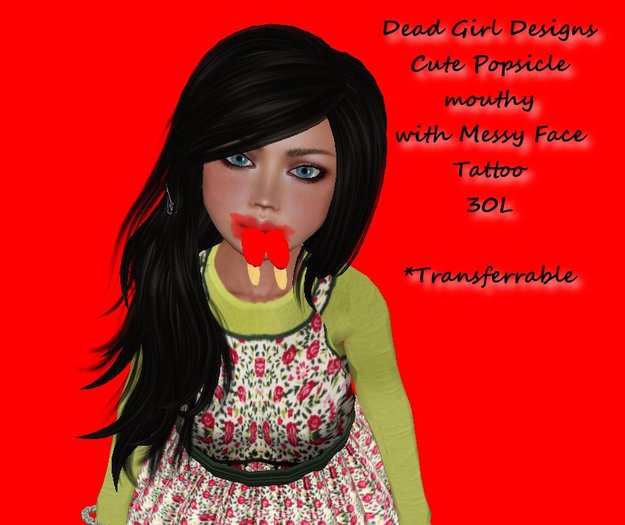 Red popsicle mouthy with messy face tattoo