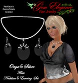 Gem Elegance Onyx & Silver Flair Necklace & Earrings Set