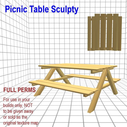 Picnic Table Sculpty Map Full Perms