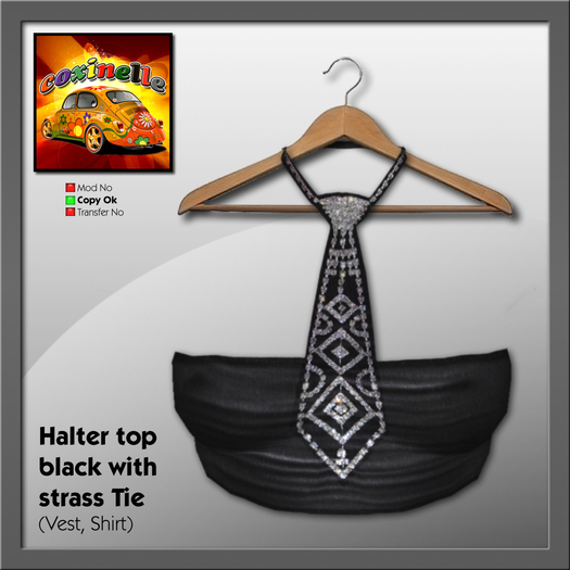 Coxi -  Halter Top Black with Strass Tie