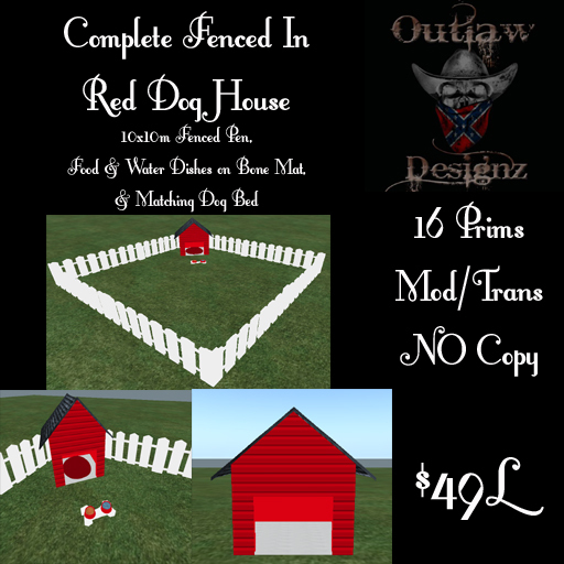Complete Fenced In Red Dog House