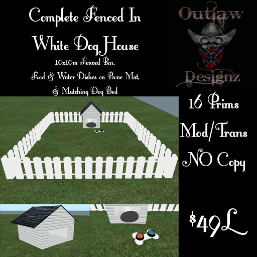 Complete Fenced In White Dog House