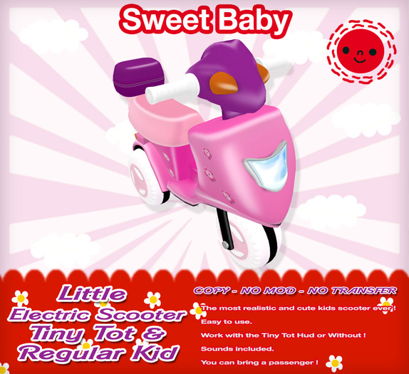 Sweet Baby - Little Electric Scooter Pink [Tiny Tot & Regular]