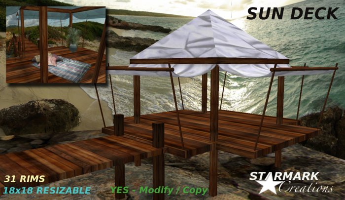 Cool adjustable sun deck white/dark wood V2  from STARMARK CREATIONS -- promo price --