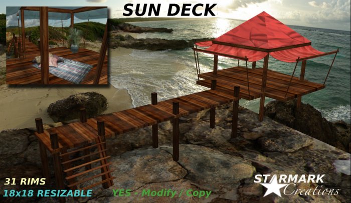 Cool adjustable sun deck red/dark wood V2  from STARMARK CREATIONS -- promo price --