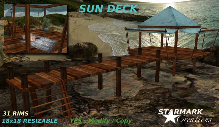 Cool adjustable sun deck aqua/dark wood  from STARMARK CREATIONS -- promo price --