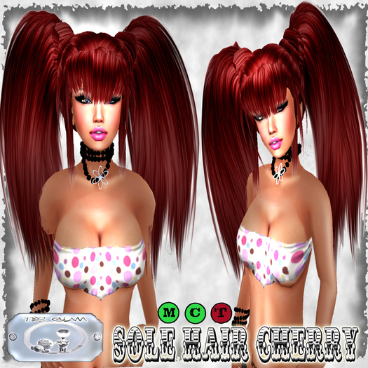 ---> T&S GLaMouR <--- Hair Long Pigtails Sole Cherry