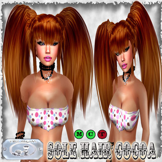 ---> T&S GLaMouR <--- Hair Long Pigtails Sole Cocoa