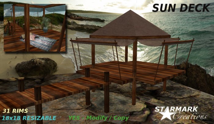 Cool adjustable sun deck light brown/dark wood V2  from STARMARK CREATIONS -- promo price --