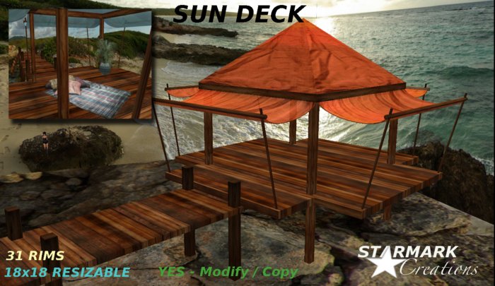 Cool adjustable sun deck orange/dark wood V2  from STARMARK CREATIONS -- promo price --