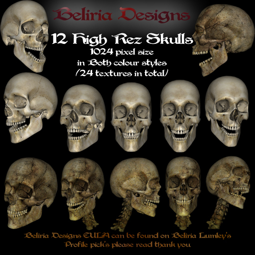 Beliria Designs = Skeleton Skulls pack 1