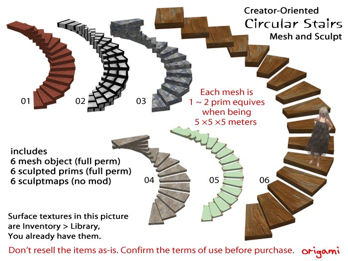 origami~* Circular Stairs Mesh+Sculpty