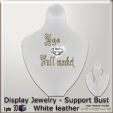 Display Jewelry - Support Bust White Leather