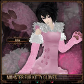 [Mesh] =^.^= Curious Kitties - Monster Fur Kitty Gloves - Pink 