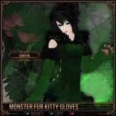 [Mesh] =^.^= Curious Kitties - Monster Fur Kitty Gloves - Green 