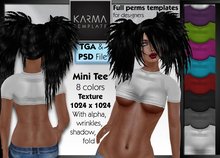 Karma Template - PSD & TGA - Female Mini Tee 8 Colors - High detailled Texture 1024 px